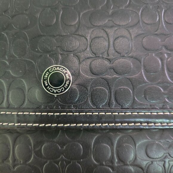 Coach 1941 Vintage Rare Black Embossed Logo Snap Clutch Wallet Like New - Picture 3 of 5